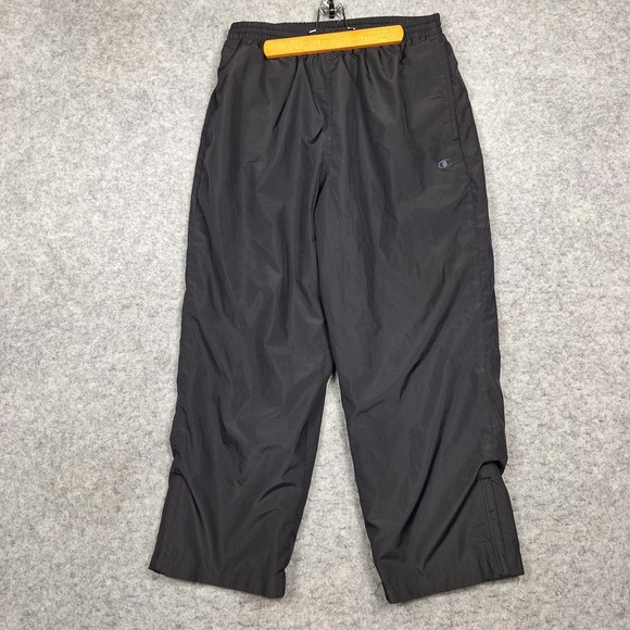 Champion Windbreaker Track Pants Mens Large Black Loose Fit Gym Teacher - Picture 1 of 8